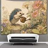 kaiyun Pequeño erizo Tapiz Pared,Watering Flores in The Garden Tapices De Pared,Colcha De Pícnic,Manta De Pared, Decorativo Toalla De Playa 180cmx230cm