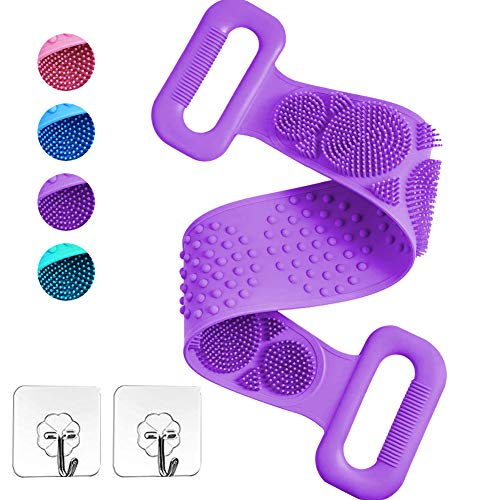 Silicone Body Scrubber, 27'' Back Scrubber for Shower Exfoliating Dual Sided Bath Brush Back Cleaning Shower Soft Brush Lasting Comfortable Massage for Shower for Men Women
