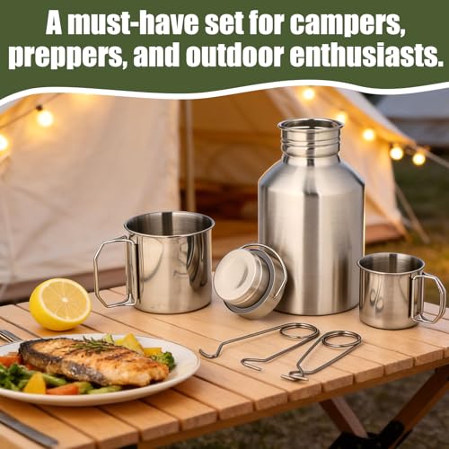 Didaey Cantimplora Grande de Acero Inoxidable 68oz con 2 Vasos Anidados para Camping y Senderismo miniatura 6