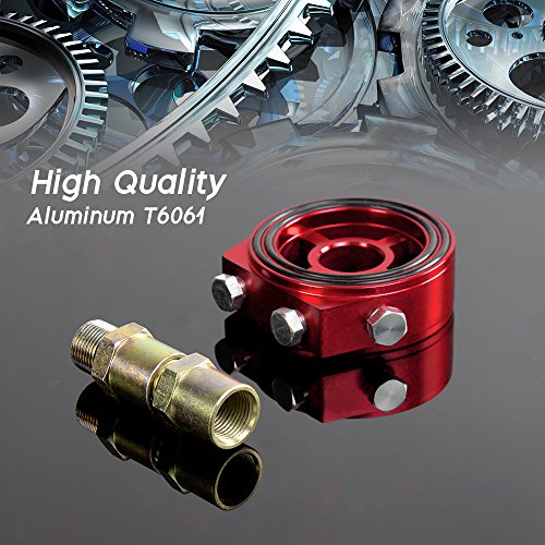 Universal M20 X 1.5 Racing Sport Jdm Aluminum Oil/Gauge Filter Sandwich Adapter Plate Kit Red Color #TOP1