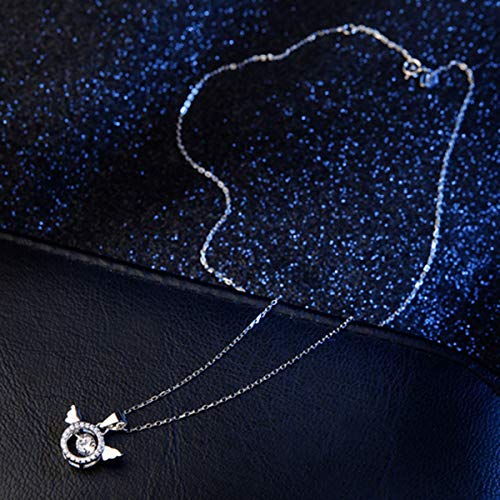 GLYP S925 Sterling zilveren slimme hart engel ketting, een kloppende hanger sleutelbeen ketting sieraden voor vriendin… - Afbeelding 3