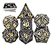 Dungeons and Dragon Dice DND Hollow Metal Dice Set Exquisite Metal Silver Gift Box Game MTG Pathfinder Play Mat Magic 7 pcs Dice Polyhedral D&D Tenzi Cards Math Cool Case Tower(Dragon_Black Plus Gold)