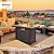 Outsunny 34 Inch Outdoor Propane Gas Fire Pit Table, 50,000 BTU Auto-Ignition Square Wicker-Effect Gas Firepit with Glass Wind Guard, Lid, Lava Rocks, Steel Base, CSA Certification, Black