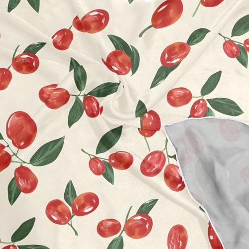 Women's Square Silk Hair Scarves and Wraps Headscarf Red Dates Cherry Tomato Head Neck Scarf Bandana 24inch4