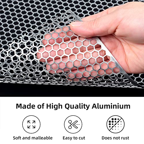 Image of AggAuto Universal 40 inchx13 inch Car Grill Mesh - Aluminum Alloy Automotive Grille Insert Bumper Honeycomb Hole 6mm Spacing 1mm, One of the Most Multifunctional Shape Grids Silver