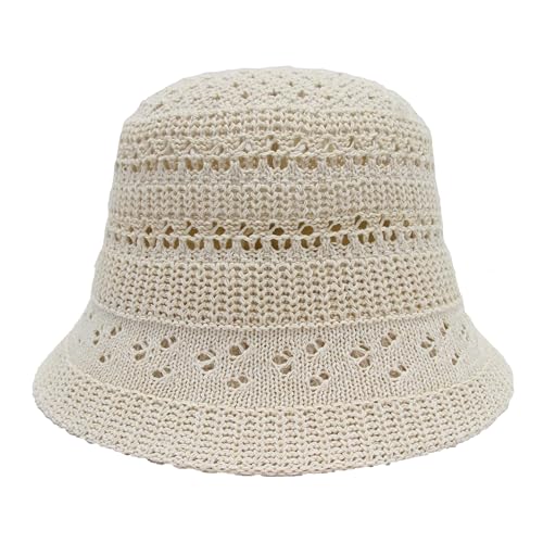 Straw Hats for Women Bucket Hat Packable Sun Hats for Women Woven Knitted Beach Hat Travel Crochet...