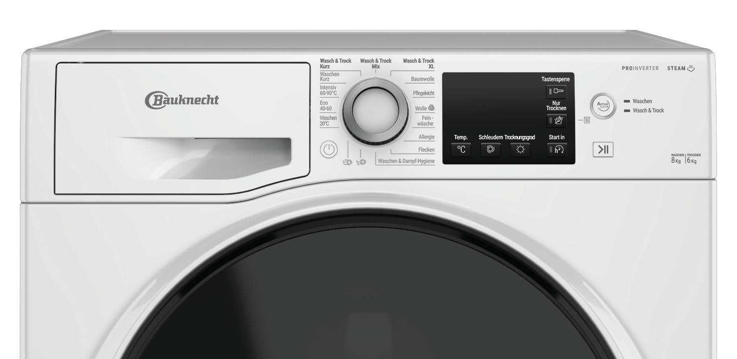 Bauknecht WATK Sense 86S 41 C Waschtrockner 8/6 kg Active Care Color+ Dynamic Inverter-Motor Wolleprogramm Mehrfachwasserschutz+