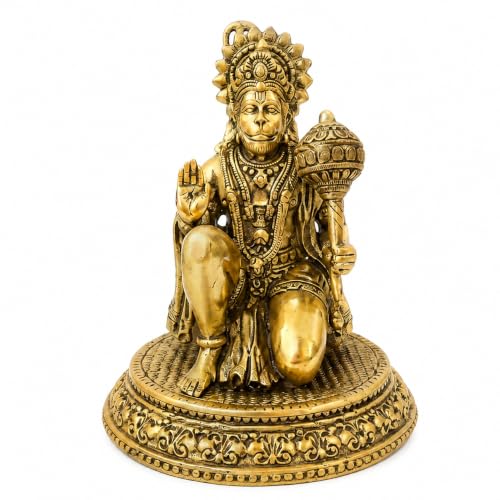 Image of Brass Hanuman Ji Idol, Vastu Remedy for Strength (3.5 Inch, 140 g)