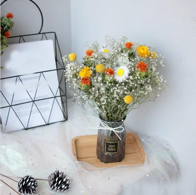 Vaso Di Fiori Secchi Naturali Gypsophila Palla Dorata Bouquet Da Mano