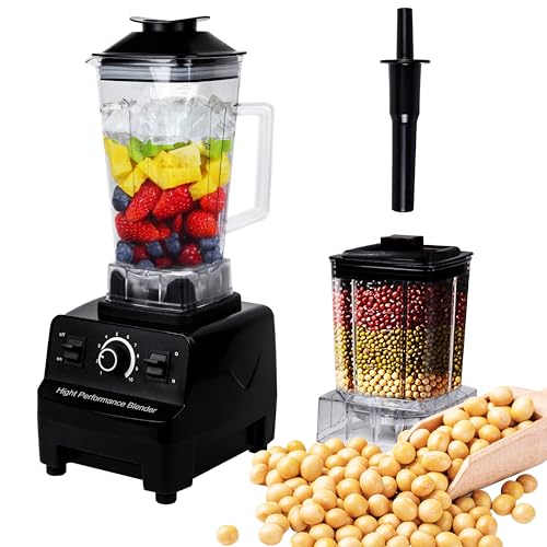 Blender Smoothie Maker 4500W, 2L Double Cups Smoothie Maker with 600ml Grinder, Jug Blenders for Kitchen, Smoothie Blender Max 48000 RPM, 6 Sharp Blades,For Liquidisers,Ice,Fruit,Meat