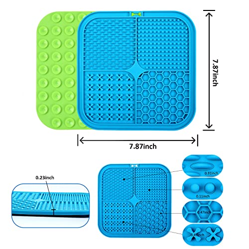 Miniatura 3 de Romon Alfombrilla Para Lamer Perros, 2pcs 20x20cm Lick Mat Para Perros Y 1 Espátula De Silicona, Comedero Lento Para Lamer Con Ventosa Sin Bpa Para Bañarse, Arreglarse Y Entrenar Azul Verde