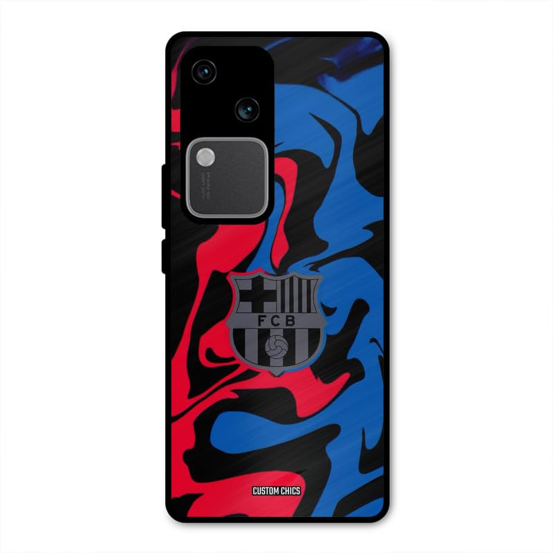 Image of PrintShield FC Barcelona Comic Back Cover for Vivo V30, Shockproof Printed Phone Case with Soft TPU Sides & Anti-Slip Grip
