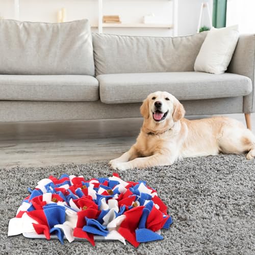 Amexo Schnüffelteppich für Hunde, Hundespielzeug Intelligenz Intelligenzspielzeug Riechen Trainieren Waschbar Futtermatte Trainingsmatte Schnüffeldecke für Alle Hunderassen (13.78''×13.78'')