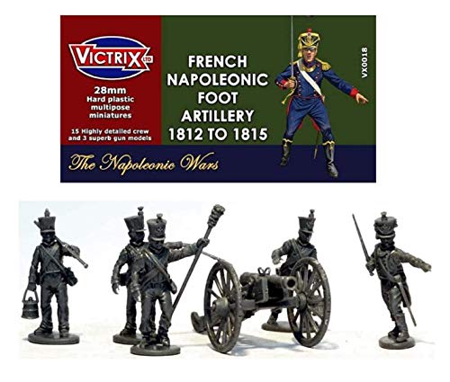 Preisvergleich Produktbild Victrix VX0018 - Französischer Napoleonischer Fußartillerie-Waterloo - 15-Figuren-Set mit 3 Kanonen - 28 mm - Plastikminiaturen aus Napoleon