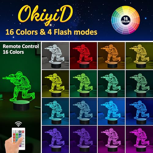 Image of OkiyiD Paintball Night Light 3D Illusion Lamp with 16 Colors Remote Control, Paintball Gifts for Boys & Men, Paintball Accessories Stuff Gift for Kids Boys Birthday Xmas Decor