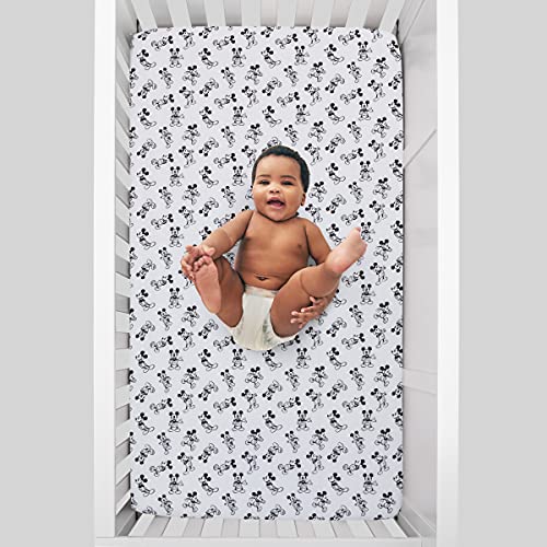 Drap-housse Mickey blanc et noir intemporel pour lit de bébé - 4