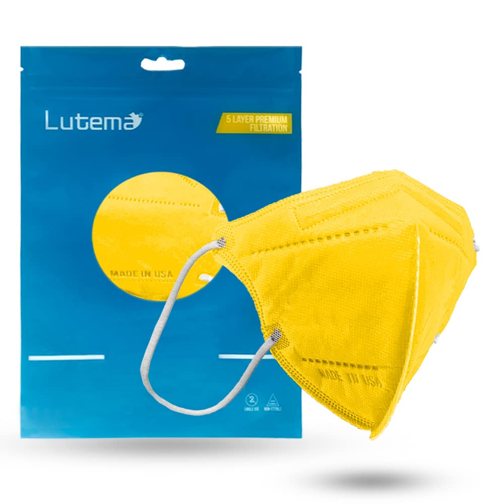 SPARC LIGHTING FDA Premium Filtration 5-Layer Face Mask 5-Ply Disposable Kids Design Made in the USA (50, Canary Yellow)