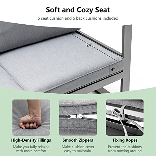 Giantex 4 Piece Patio Furniture Set, Aluminum Sectional Patio Sofa Set, 4 Inch Thick Seat & Back Cushions, Convenient Coffee Table, Outdoor Metal Conversation Set for Backyard Garden Poolside - Image 3