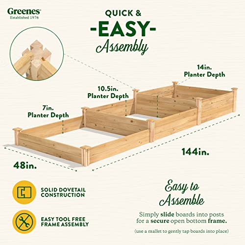Greenes Fence Original Cedar Raised Garden Bed, 4' X 12' X 7-14" - Made In Usa With North American Cedar #TOP3
