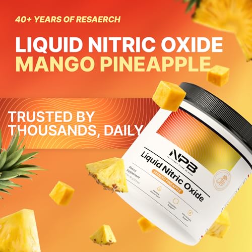 Image of Nature's Pure Blend Liquid Nitric Oxide Supplements - L-Arginine Powder - Nitric Oxide Booster & Circulation Supplement - Blood Flow Support, L Arginine and L Citrulline - 5000MG (Mango Pineapple)