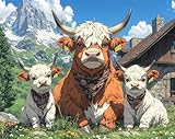 Diamond Painting Erwachsene Tier Ochse Diamant Painting Bilder Anfänger und Kinder, Basteln Erwachsene Set, 5D DIY Vollbohrer Diamanten Malerei Kreuzstich Geschenke Home Wand Dekor 80x110cm 0a-1118
