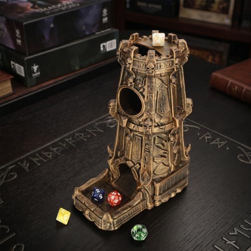 Dice Rolling Tower Bronze Hand-Painted Easy Assembly -Dice Tray Premium Tabletop Gaming Accessories & RPG Accessory - Skull Dice Tower B AF1196B