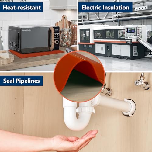 Image of Red Silicone Rubber Sheet, 12 inch Wide x 1 /8 inch Thick x 12 inch Long WochiTV High Temperature Rsistant Rubber Mat for DIY Gaskets Material, Pads, Sealing, Cushion, Microwave Oven Protection