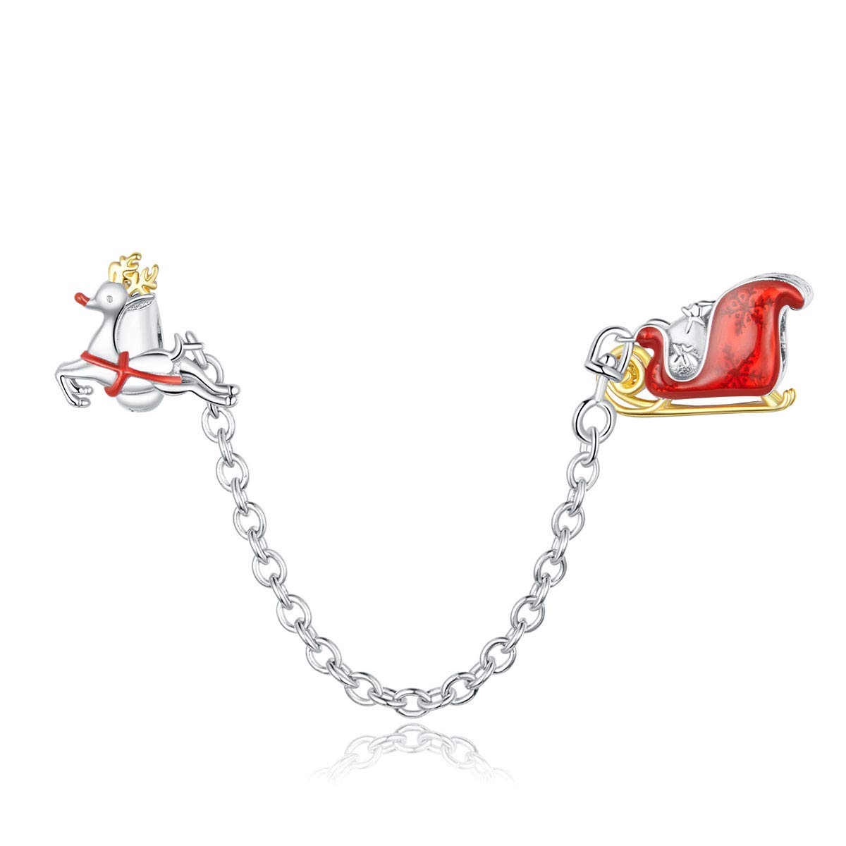 Charm de cadena de seguridad de plata de ley 925 auténtica y elegante 7