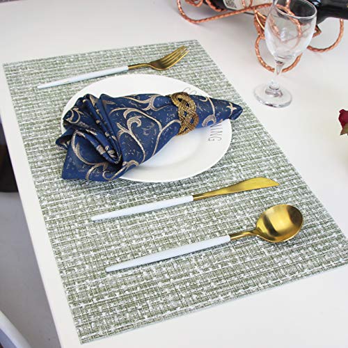 Pigchcy Elegant Placemats Set Of 4 Blended Woven Heat-Resistant Placemats Washable Easy To Clean Table Mats For Dining Room And Decorate (Colorful Green) #TOP6