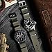 Ayadoo 20mm One-Piece Military Style Nylon Watch Band, Olive Green Watch Strap with Black Buckle
