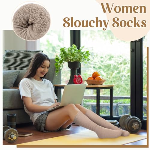 Justay 5 Pairs Slouchy Socks for Women - Slouch Long Crew Knit Boot Athletic Calf Tube Scrunch Socks4