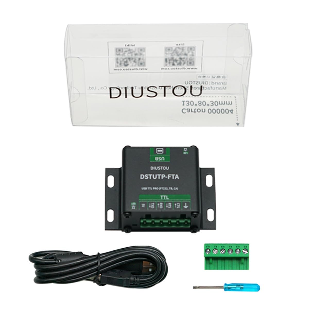 Convertidor serie industrial USB a TTL PRO – Chipset FT232, escudo de aleación de aluminio, aislamiento de señal bidireccional, USB-B y terminal de 5,08 mm, estabilidad de grado industrial