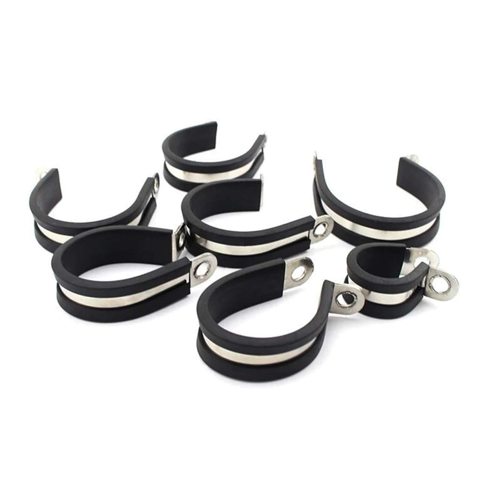 Knbhgujmd One Color P-Clips Metal Wire Cable Conduit Clamps, 2 Pcs Rubber Lined P Clips 304 Stainless Steel Cable Hose Pipe Clamp 6-50Mm(14Mm)