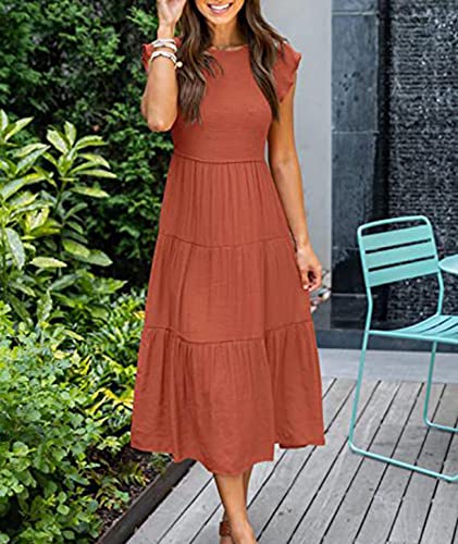 Image of Sexyshine Women's Square Neck Halter Lace Up Criss Cross Maxi Dress Tie Back Sleeveless Smocked Ruched A Line Dress