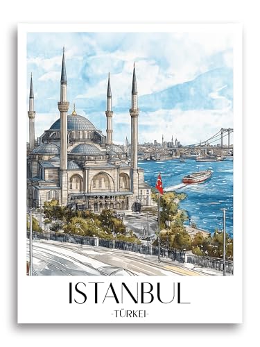 Poster ville Istanbul Turquie affiche voyage deco tableau mural DIN A4 A3 A2 A1
