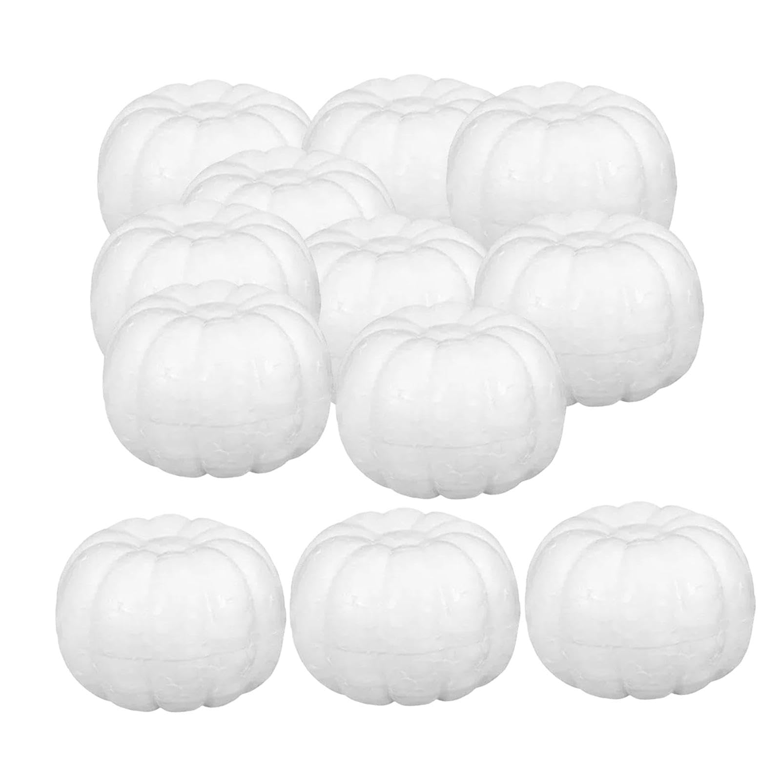Harilla 12 PCS Foam Pumpkins Polystyrene Pumpkins Carving Painting Artificial Pumpkin Decorations Fake Craft Pumpkin for Halloween Outdoor Wedding Autumn Table Decor, 12pcs-120mm