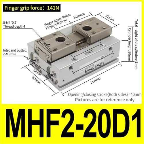 Vérin pneumatique MHF2-16D double effet avec double piston - 3