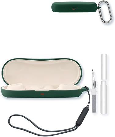 Case for Oladance OWS 2 Earbuds,Soft Protective,BOVUGAC Silicone Case Cover with Keychain & Cleaning Kit & Lanyard for Oladance OWS-Green