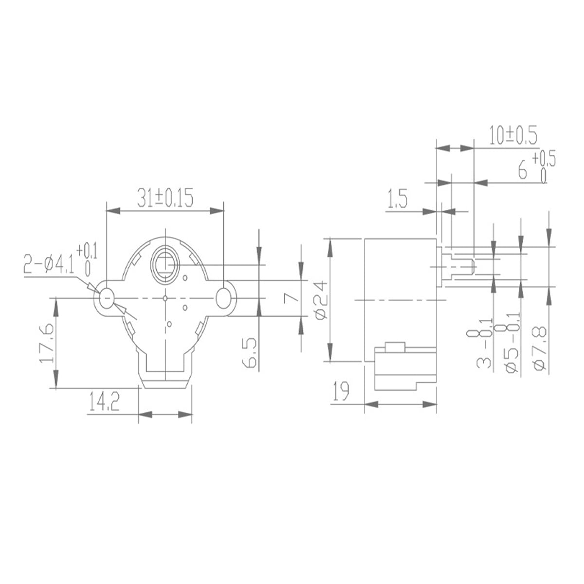 24BYJ48 - Moteur pas à pas à pas 12 V - Micro réducteur - Moteur pas à pas 4 phases - 5 fils - Climatisation - Moteur à ailes pivotantes