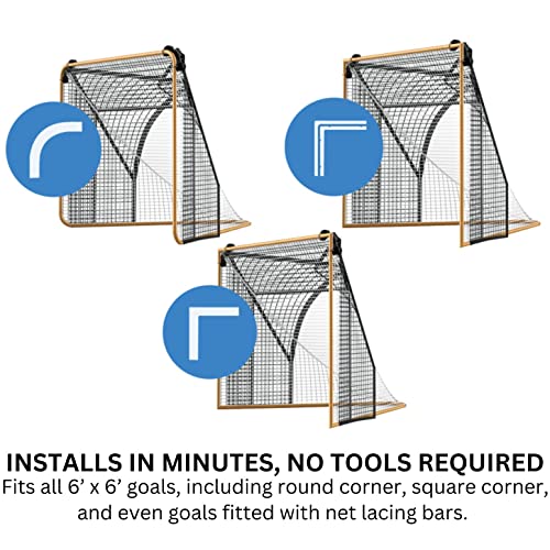 SmartBackstop for Lacrosse, Practice Smart®. Attaches Directly to Goal & Folds Away When not in use, 14 x 10 ft of Durable net Coverage, fits All Round & Square Corner Regulation 6 x 6 Goals.