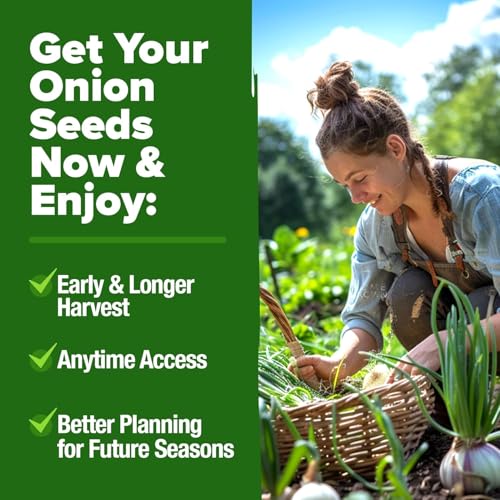 Image of HOME GROWN 8 Onion Variety Mix 1600+ Heirloom Non-GMO Seeds for Planting, High Germination, Red, Yellow, White, Sweet Vidalia & Spanish Bulb Onions, Green Scallions,Indoor Outdoor Garden (Allium cepa)