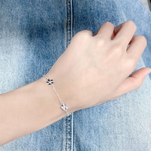 Dainty Flower 925 Sterling Silver Bracelets for Women Minimalist Daisy Flower Charm Link Bracelets Adjustable Chain Fashion Jewelry4