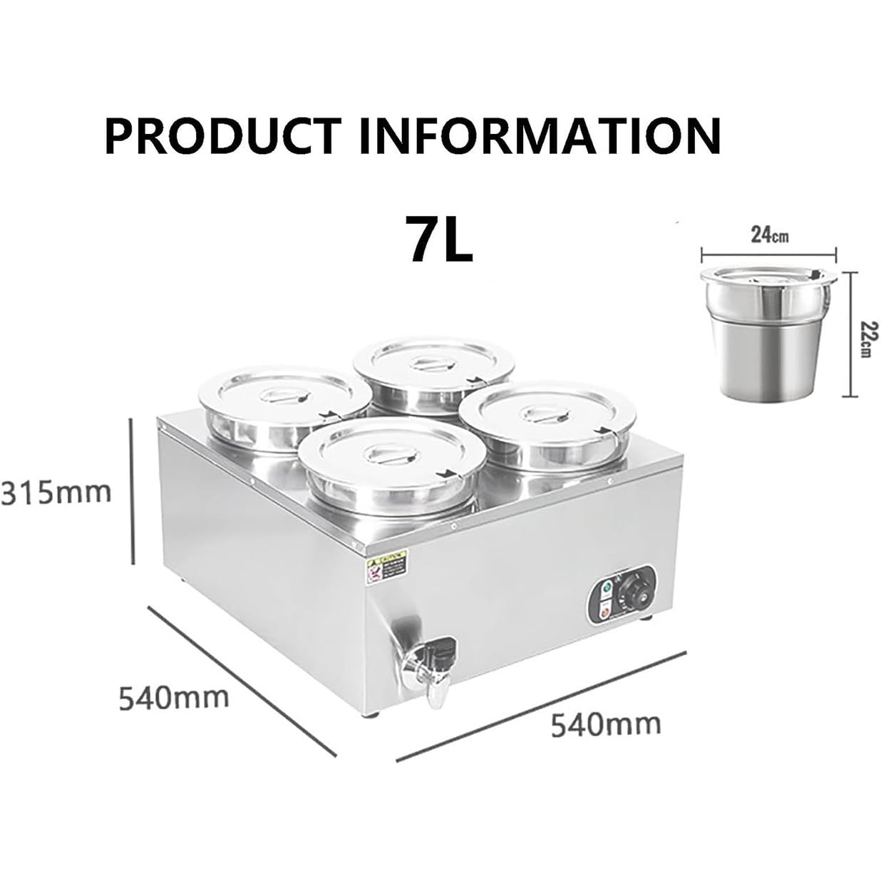 Scaldavivande Elettrico Da 1500 W Commerciale Scaldavivande Da Tavolo a Vapore in Acciaio Inox per Catering E Ristorante, Controllo Della Temperatura 50-85℃