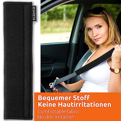 ECENCE 2 Stück Gurtpolster Auto Kinder & Erwachsene, Gurtschutz Sicherheitsgurt Polster, Schulterpolster, Gurtschoner für Anschnallgurte + Reisetaschen Schwarz