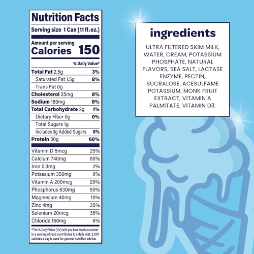 Image of Nurri - 30g Protein Ultra Filtered Milk Shake - Vanilla - Lactose Free, Low Sugar, 150 Calories, 10 Vitamins and Minerals - 11 fl oz, 10 Cans
