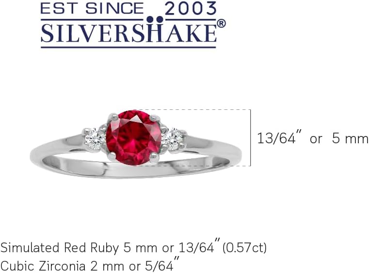 Silvershake Petite Design Round Shape Gemstone Birthstone White Gold Plated or Yellow Gold Plated 925 Sterling Silver Solitaire Promise or Engagement Ring Jewelry for Women - Image 3