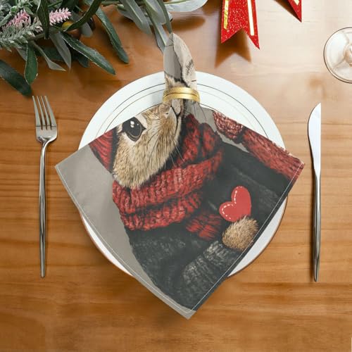 Servilletas de tela con diseño conejo san valentín pack 6 miniatura 3