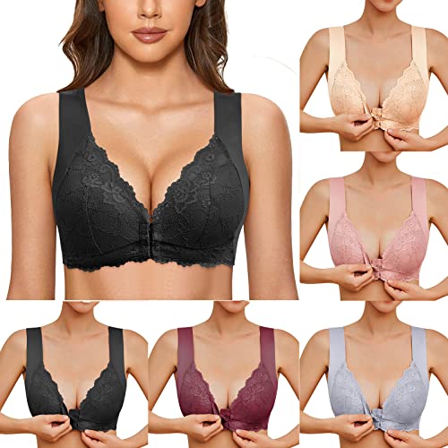 Rpporm BH Damen Ohne Bügel Vorderverschluss Rückenfrei Große Brüste Push Up BH Ohne Bügel Große Größen Funktioneller BH Bralette Gepolstert Bra