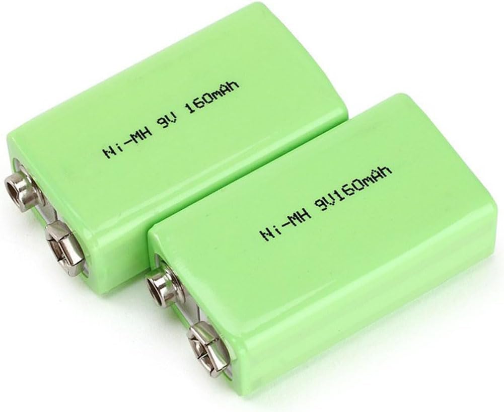 GYLZJ Battery 2-Pack Rechargeable 9 Volt NiMH Batteries 160mAh Long Lasting Power Recharge up to 1200 Times Replacement Battery for Electric Devices (9V,0.16AH)