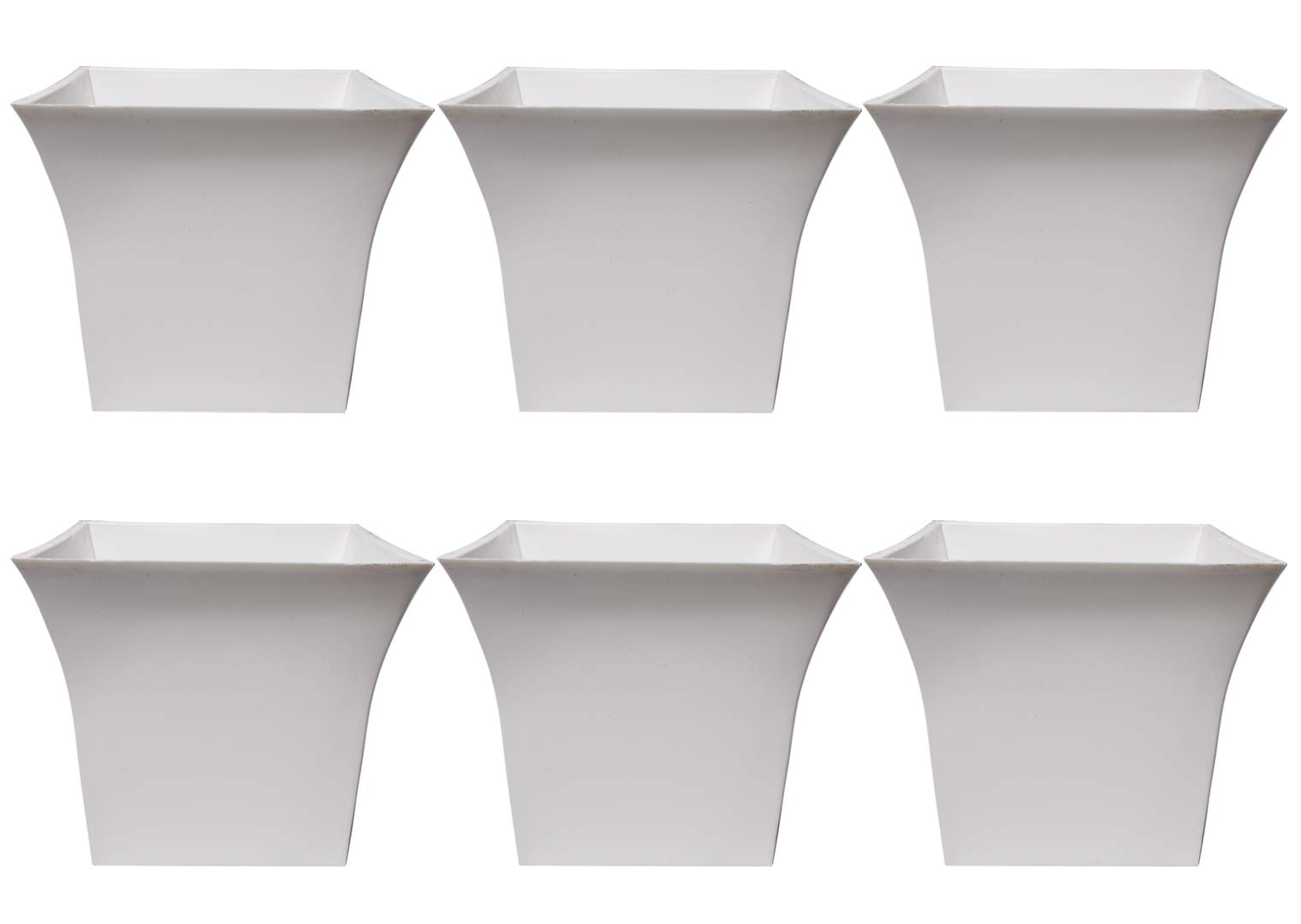 HINS Plastic White 10 Inch Square Flower Pot for Indoor and Outdoor Gardening - Set of 6 (B08NWDZ7BV) Amazon Price History, Amazon Price Tracker